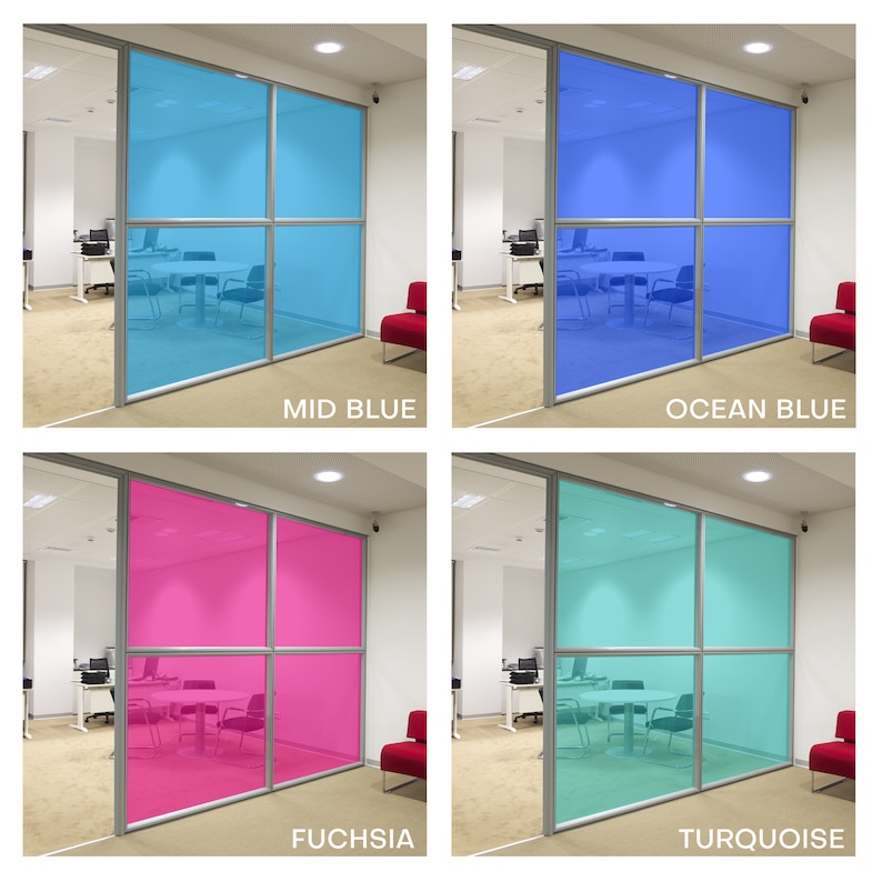 blue stained glass coloured window film