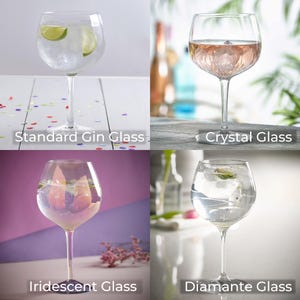 Personalised Gin & Tonic Glass: Engraved Diamante Crystal Balloon Goblet Glass image 2