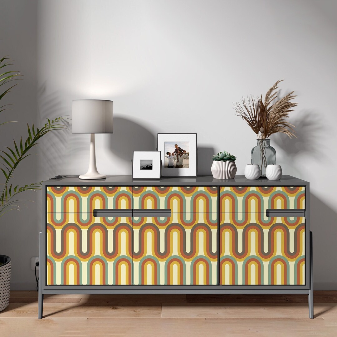 Vinyl Wrap for Furniture, Retro Self Adhesive Art Deco Wallpaper Decal ...