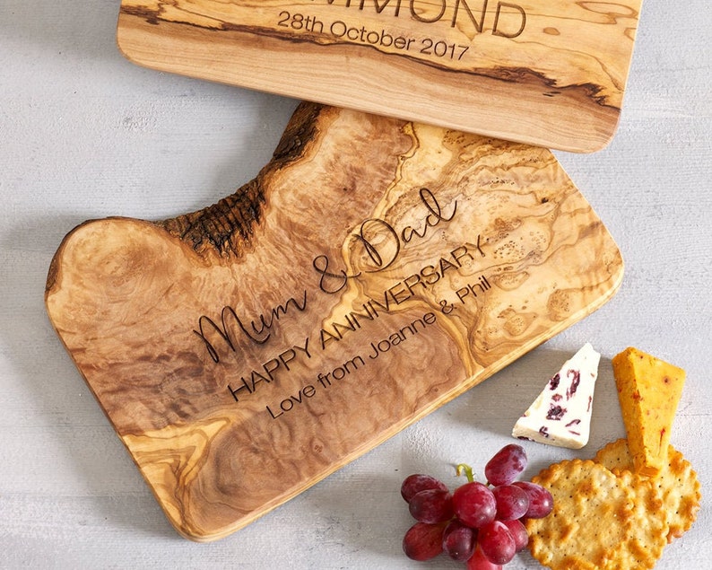 Personalised Olive Wood Chopping Board Personalized Rustic Etsy