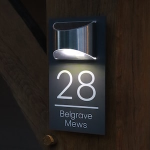 Solar House Sign LED Illuminated Contemporary Modern Door Number Plaque image 10