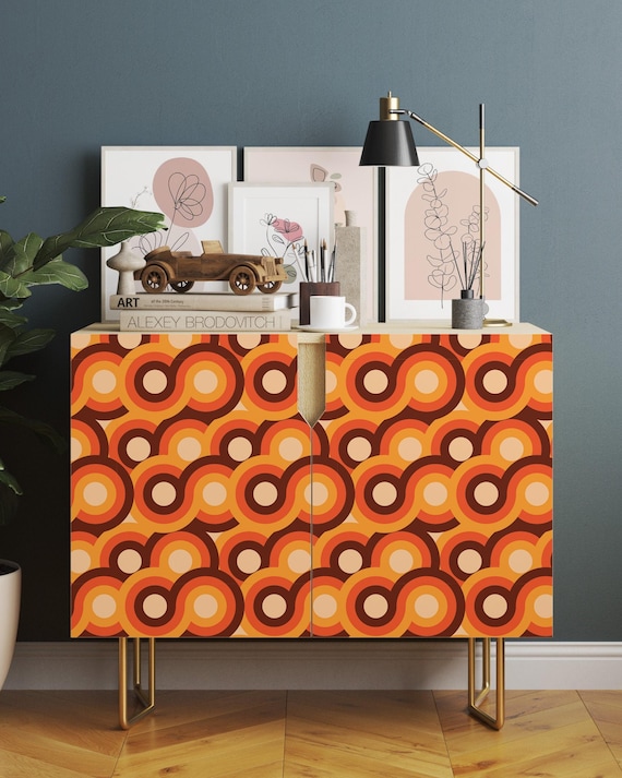 Retro Circles Vinyl Wrap: Peel & Stick Furniture Decal