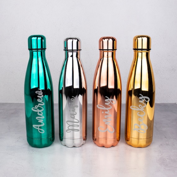 Love Rose Gold Design insulated Personalised 500ml vacuum metal water bottle