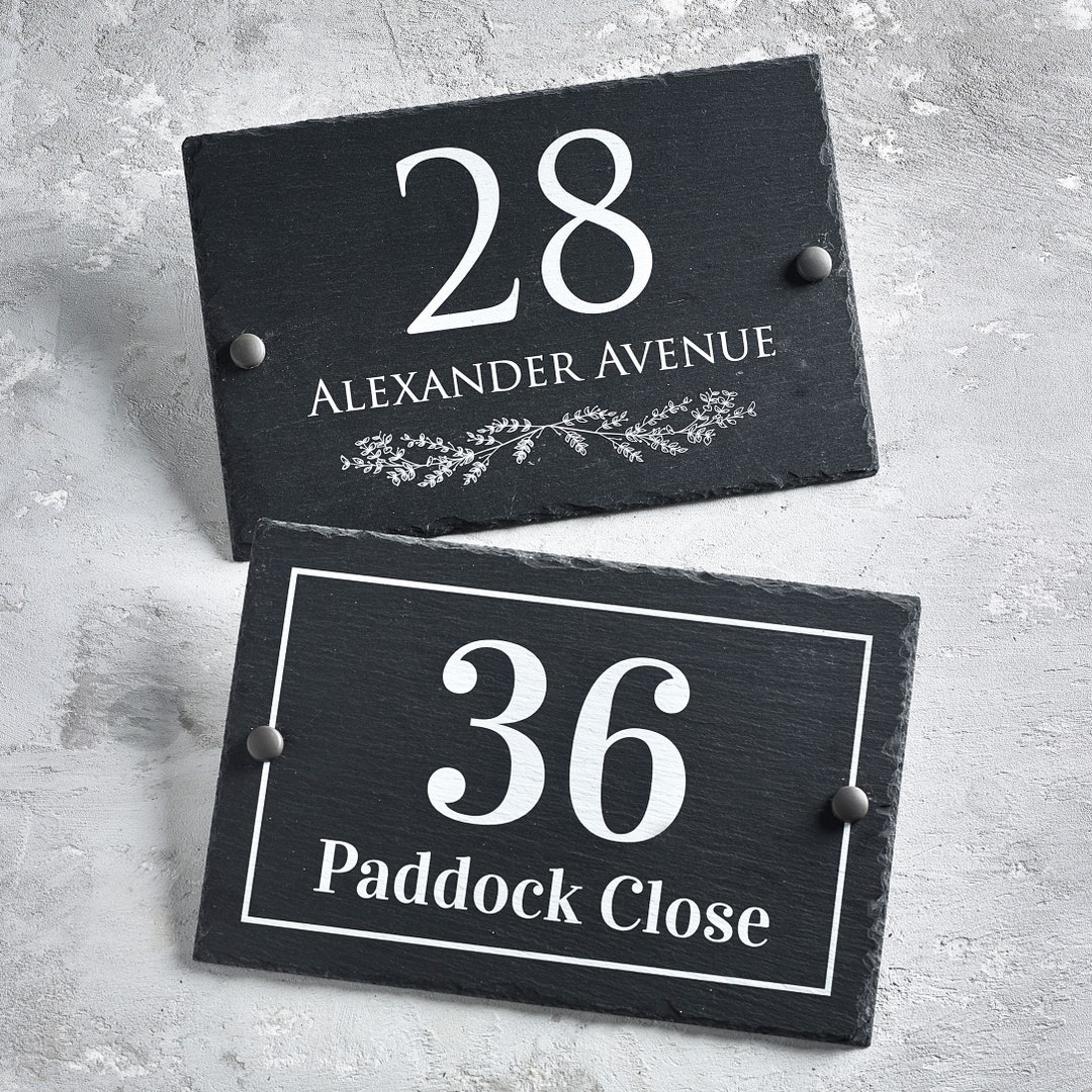 Rustic Door Numbers Slate House Sign | Rustic Door Number - Etsy UK