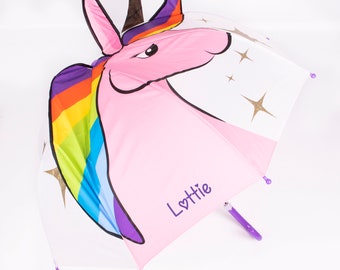 Personalised Kids Unicorn Umbrella: 3D Animal Design