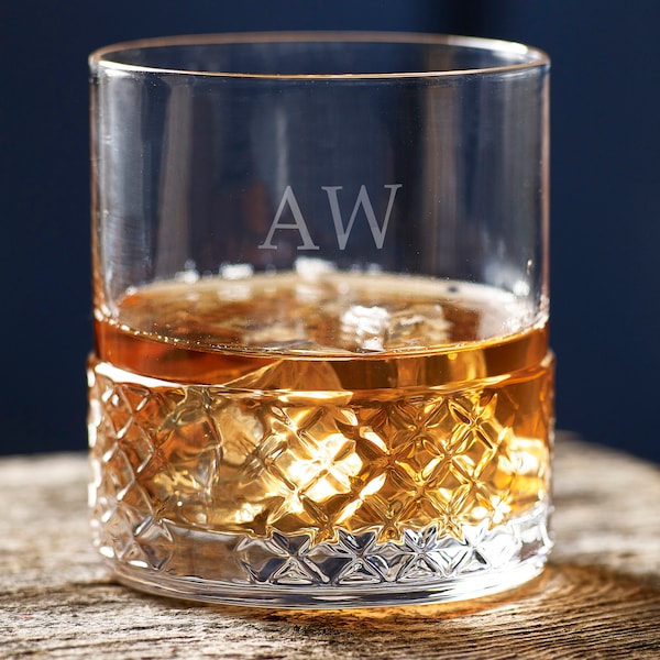 Verre à whisky en cristal personnalisé : cadeau rétro années 60 gravé au laser