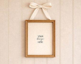 Rustic Wall Art Frame Mockup – Cottagecore Scene (PSD Smart Object)