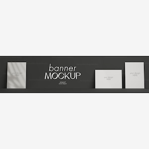 Etsy Shop Banner Mockup,Black Cover Image Banner,Branding Template 4500_1125 pixels,PSD,JPG with Smart Object