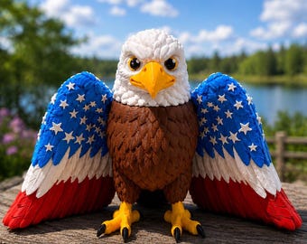 3D Printed Patriotic Bald Eagle Figure – USA 250 Birthday – Liberty Eagle Statue