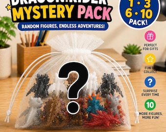 Dragon Rider Mystery Pack | Fantasy Dragon Collectibles | Surprise Blind Bag | Choose 1, 3, 6 or 10 Figures | Mini Dragon Gift