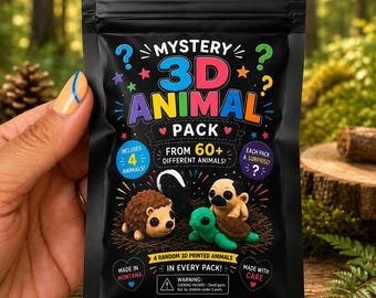Mystery 3D Printed Animal Pack – 4 Random Mini Articulated Animals | Collectible Mystery Bag | Fidget Toys |