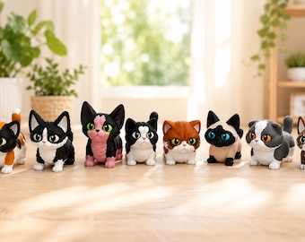 Cat Breed Mini Set – 3D Printed Articulated Kittens | Mini Cat Breeds | 3D Printed Cat Figures | Cute Kitty Collectibles | Cat Lover Gift