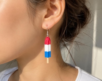 Patriotic Popsicle Earrings | Red White Blue Dangle Summer Jewelry | Bomb Pop Earrings | 4th of July Patriotic Dangle Earrings