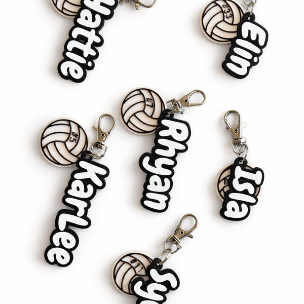 Personalized 3d printed volleyball keychain/bag charms
