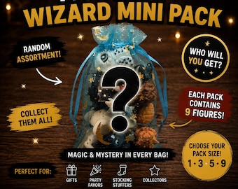 3D Printed Mystery Wizard Mini Pack | Random Fantasy School Collectibles | Surprise Blind Bag | Choose 1, 3, 5 or 9 Figures | Minis