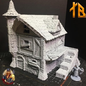 Abandoned Village Townhouse, Townsmith, 3D Printed Miniature Model, Pre Primed, Gaming Terrain, Tabletop Gaming, Dungeons and Dragons