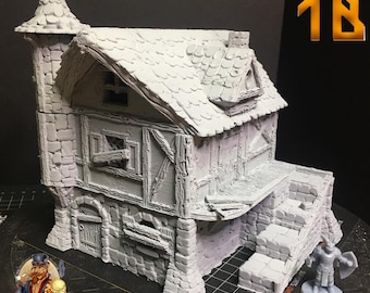 Abandoned Village Townhouse, Townsmith, 3D Printed Miniature Model, Pre Primed, Gaming Terrain, Tabletop Gaming, Dungeons and Dragons