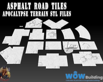 Asphalt Road Tiles - Apocalypse Terrain STLs for 3D Printing (Digital Download)