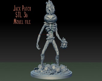 Jack Patch Gaming Miniature STL file, digital download, monster, fantasy, ttrpg,  dungeons and dragons, Halloween, jack-o-lantern