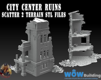 Stadscentrum ruïneert terrein STL: Wargame Scatter (digitale download)