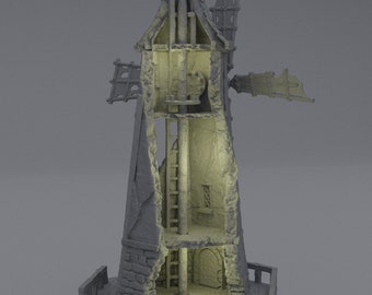 Ruined Windmill: 3D Printed Miniature Terrain - Mordheim, D&D