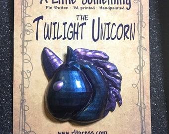 A Little Something, Twilight Unicorn, 3d print, painted, cute, heart, button, broch, button, pin