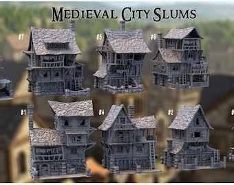 Medieval City Slums : 3D Printed Miniature Terrain - Mordheim, D&D, Fantasy Buildings