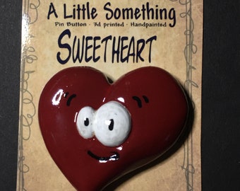 A Little Something, Sweetheart, 3d print, painted, cute, heart, button, broch, button, pin