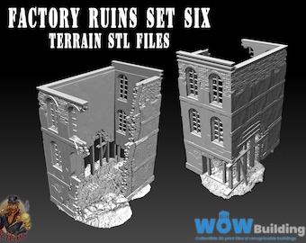Ruined Factory Terrain Set: STL Files for Wargames (Digital Download)