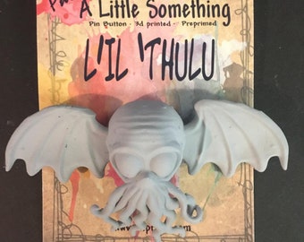 Paint A Little Something, L'il 'Thulu, 3d print, preprimed, paint-your-own, cute, cthulhu, creature, button, broch, activity, Halloween