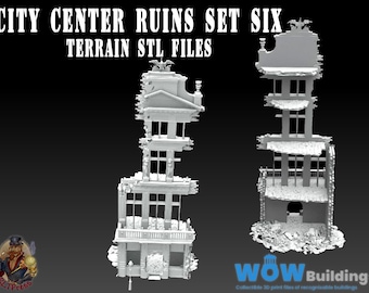City Center Ruins Scatter Terrain Set 6 STL: WOWBuildings Wargame TTRPG Building (Digital Download)