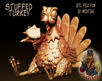 Gevulde Turkije STL voor 3D-printen, digitale download, Thanksgiving, dom, schattig,