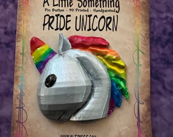 3D Printed Pride Unicorn Pin: Iridescent Rainbow Magnet