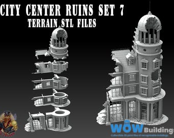 City Center Ruins Scatter Terrain STL: WOWBuildings Wargame TTRPG (Digital Download)