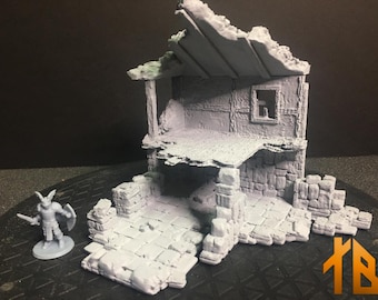 3D Printed Miniature Model: Ruins, Building Corner 2  - Pre Primed Gaming Terrain - D&D - Tabletop Gaming - Dungeons and Dragons