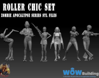 Roller Chic Set STL: Zombie Apocalypse-miniaturen voor 3D-printen (digitale download)