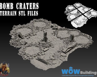 Bomb Craters Terrain STL for 3d printing, digital download, WOWBuildings, war games, ttrpg