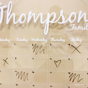 DRY ERASE CALENDAR/ Personalized Clear Acrylic Monthly Wall Custom Calendar Planner/ Modern floating Calendar/Unique Gift/ Personalized Gift