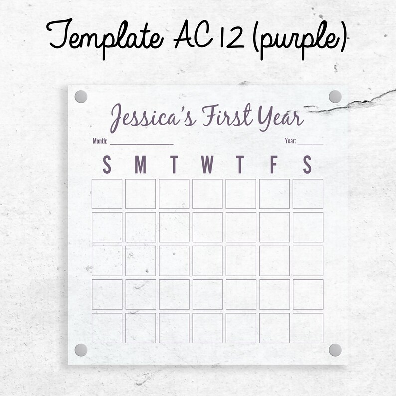 DRY ERASE CALENDAR/ Personalized Clear Acrylic Monthly Wall Etsy
