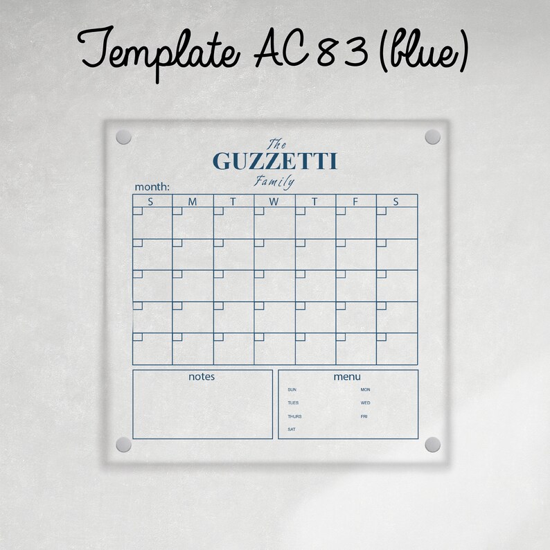 DRY ERASE CALENDAR/ Personalized Clear Acrylic Monthly Wall Etsy Canada