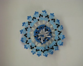 Scrunchy (ponytail holder) Blue chrysanthemum 3
