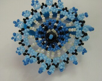 Scrunchy (ponytail holder) Blue chrysanthemum 2