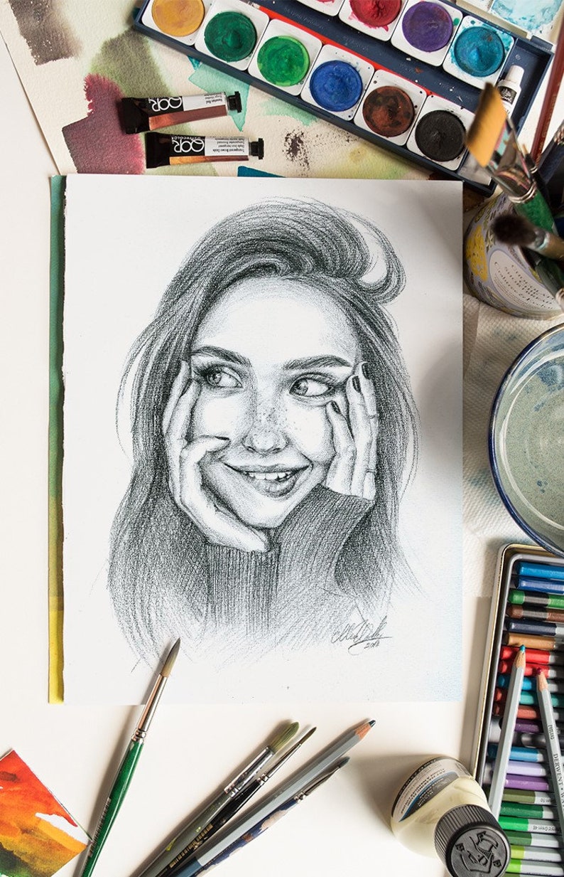 Custom Pencil Portrait From Photo Etsy