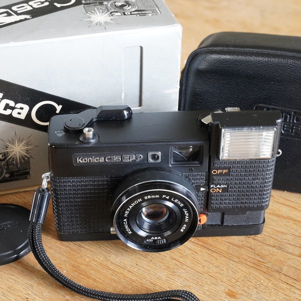 Konica C35EF-P, classic 35mm film shooter.