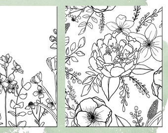Flowers Adult Coloring Pages Printable Instant Digital Download