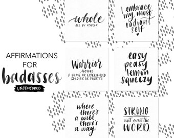 Printable Affirmation Cards for Badasses, Vision Board and Collage Cards, Digital Goodnotes Stickers