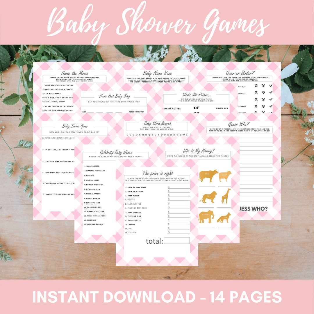 Baby Shower Games Printable, Instant Download Baby Shower Game Bundle ...