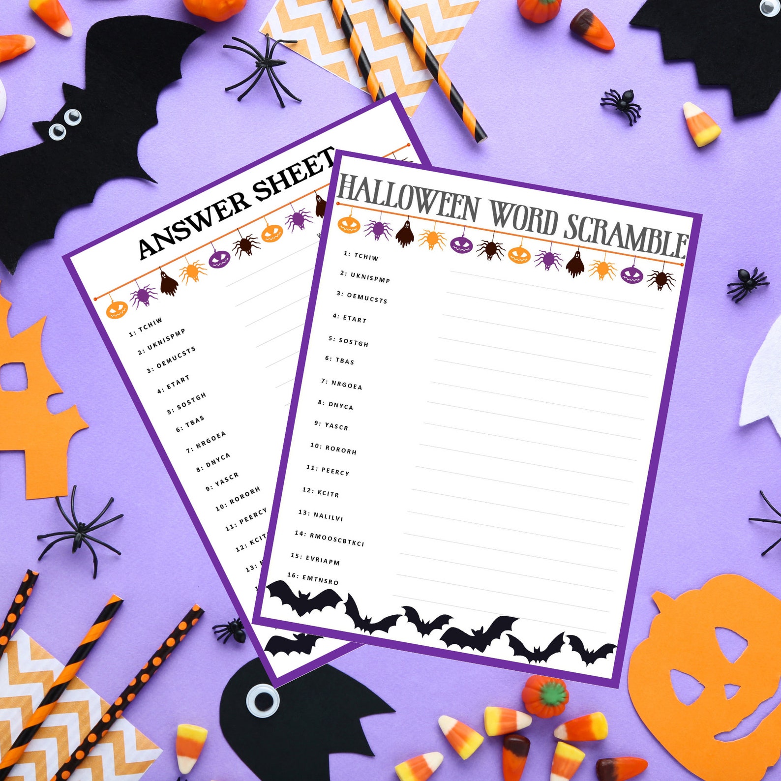 Halloween word scramble party game printable pdf printable etsy uk