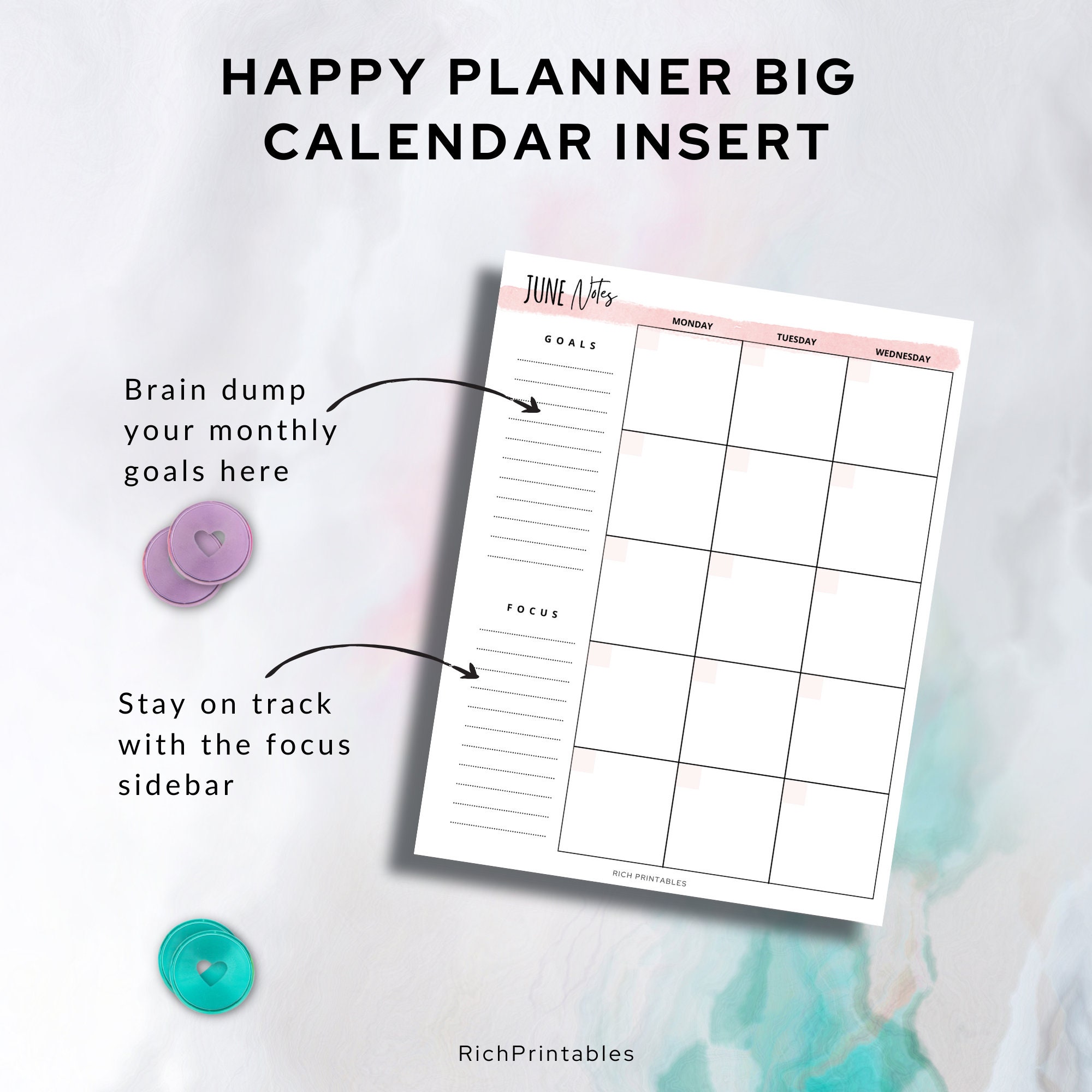 Monat im Überblick Undatierter Monatskalender Florales - Etsy.de