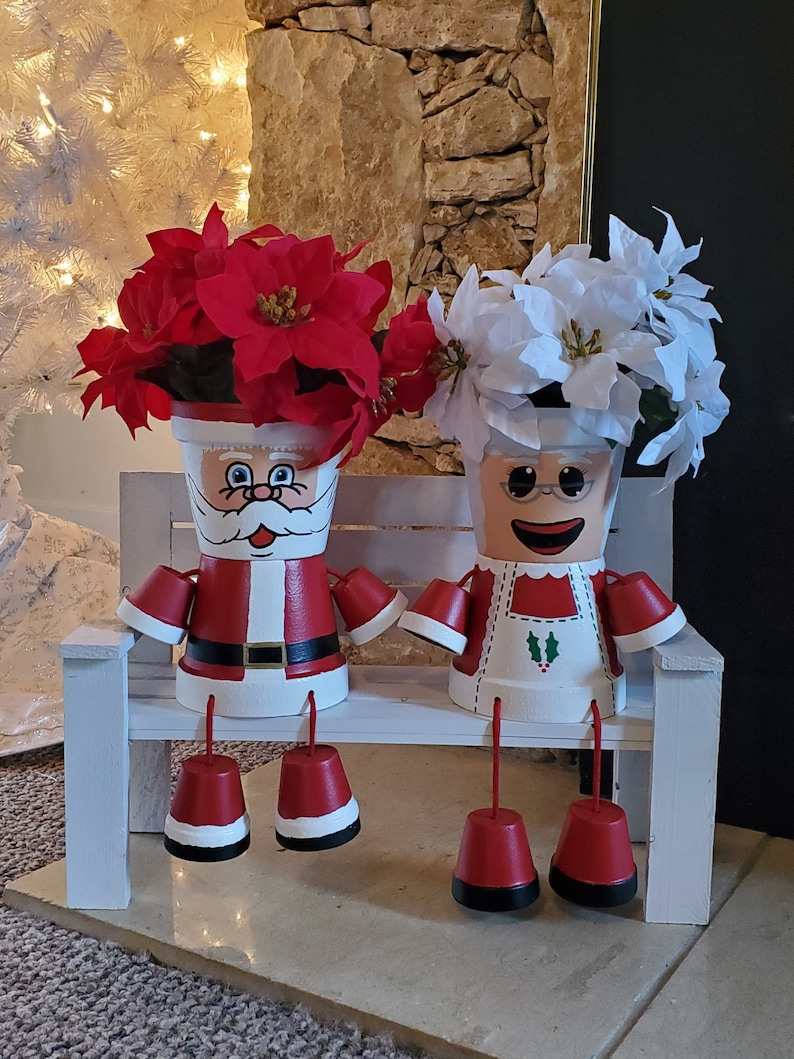 Santa Claus Clay Pot People Christmas Planter Decor and Candy | Etsy